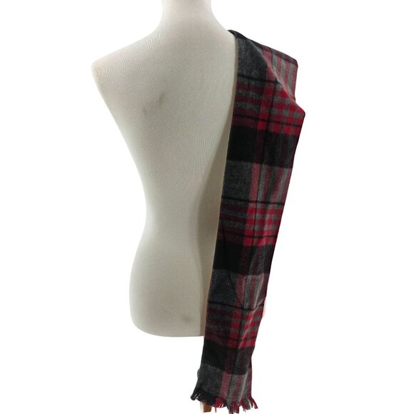 Red & Gray Plaid Hat & Scarf Set With Flower Accent - Picture 9 of 10